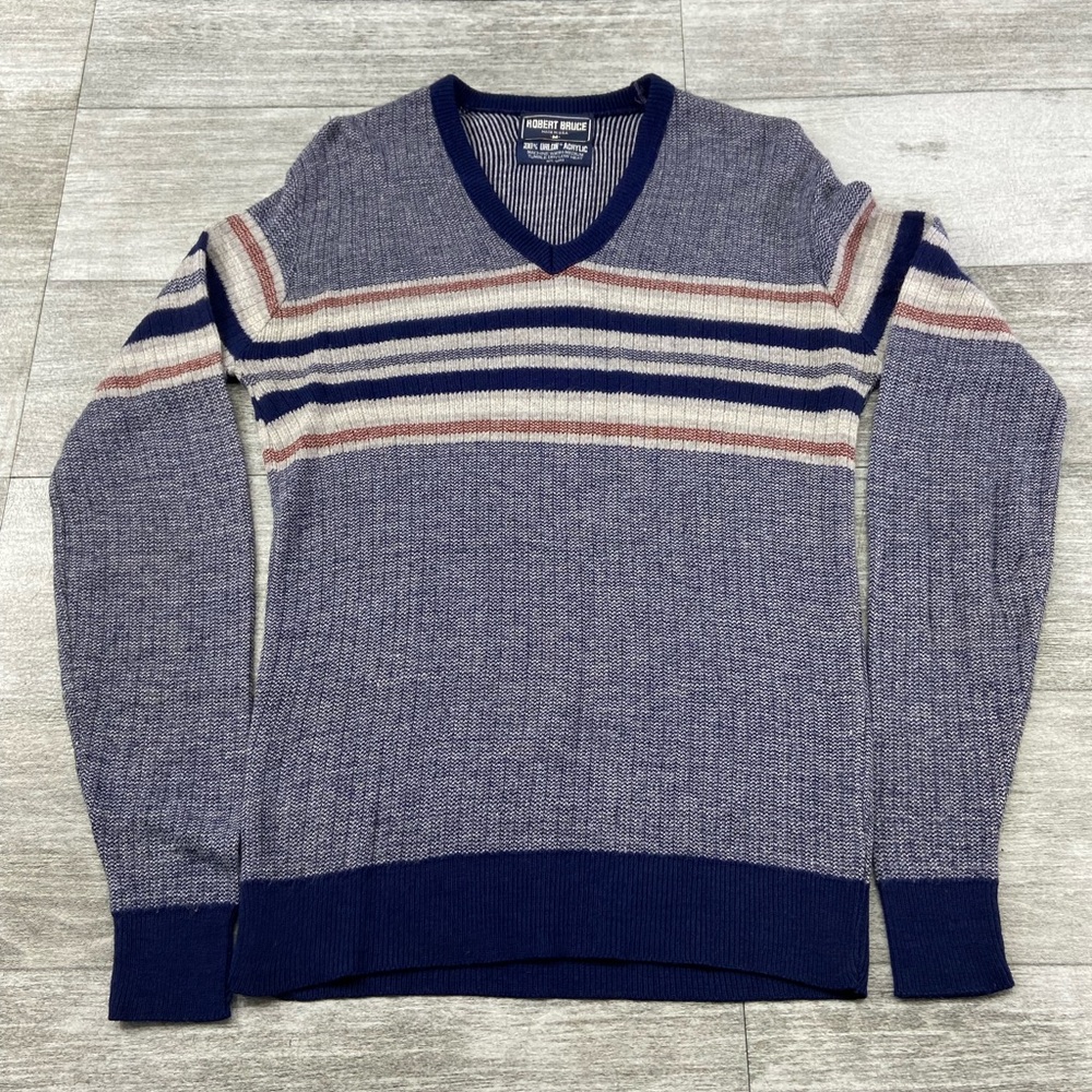 VTG Robert Bruce USA MADE V Neck Sweater Mens Medium Orlon Acrylic WPL9483